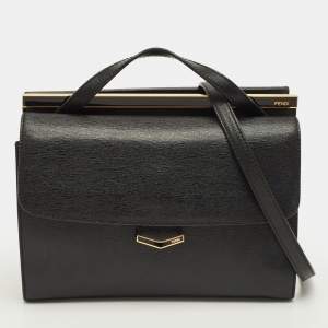 مملوكة مسبقًا Fendi Demi Jour Small Black Leather Top Handle Bag