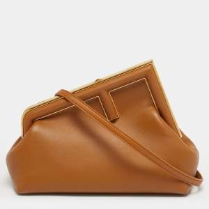 مملوكة مسبقًا Fendi Small Fendi First Brown Leather Shoulder Bag