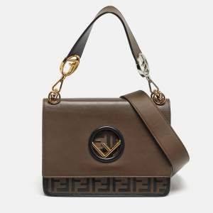 مملوكة مسبقًا Fendi Kan I F Brown/Black Zucca Embossed Leather Top Handle Bag