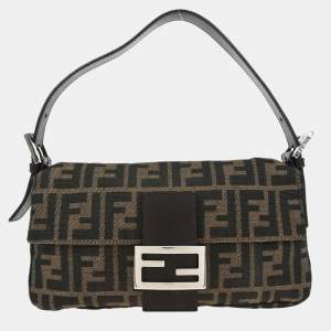 Pre Owned Fendi Brown Zucca Baguette Handbag