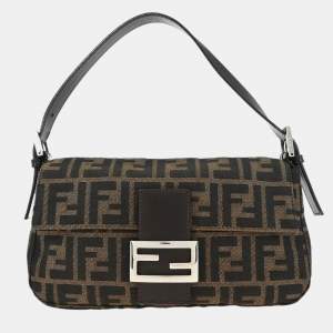 Pre Owned Fendi Brown Zucca Baguette Handbag