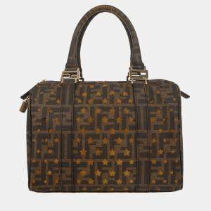 Pre Owned حقيبة فندي يد بنية قماش مطلي زوكا شبكة