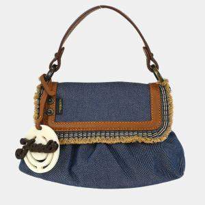 Pre Owned Fendi Blue Denim Chef Handbag