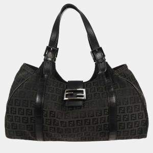 Pre Owned Fendi Black Zucchino Tote Bag