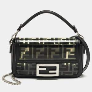Pre Owned Fendi Baguette Mini Black/Clear PVC and Leather Bag