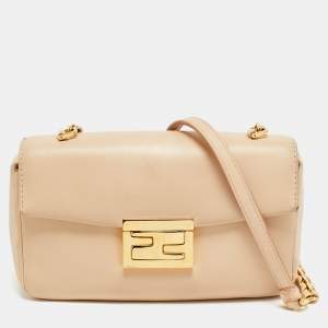 مملوكة مسبقًا Fendi Be Baguette Mini Peach Leather Shoulder Bag