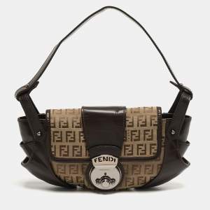 مملوكة مسبقًا Fendi Compilation Baguette Brown/Beige Zucchino Canvas and Leather Bag