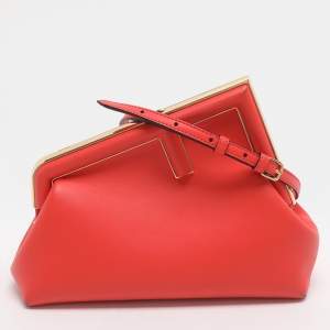 Pre Owned Fendi Fendi First Small Red Leather Clutches