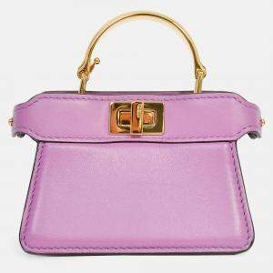 Pre Owned حقيبة فندي بيكابو نانو جلد حمل حمل جلدي بنفسجي بحزام