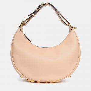 مملوكة مسبقًا Fendi Peach Leather 'Fendigraphy' Shoulder Bag
