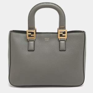 مملوكة مسبقًا Fendi Gloria Small Grey Selleria Leather Tote