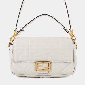 Pre Owned Fendi Baguette White Leather