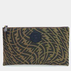 مملوكة مسبقًا حقيبة كلاتش فندي قماش بني