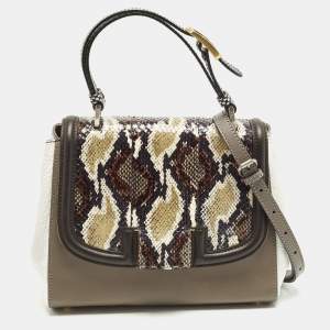 مملوكة مسبقًا Fendi Silvana Multicolor Leather and Water Snake Top Handle Bag