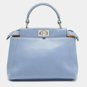 مملوكة مسبقًا Fendi Peekaboo Mini Sky Blue Leather Top Handle Bag
