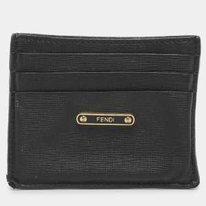 Pre Owned Fendi Black Leather Card Holder