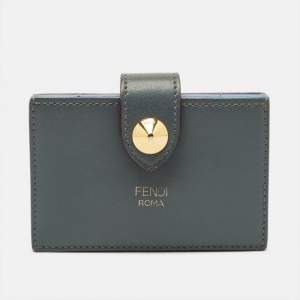 Pre Owned Fendi Multicolor Leather Single Stud Multiple Card Holder