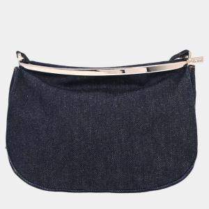 Pre Owned Fendi Navy Denim Shoulder Bag