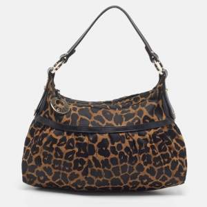 مملوكة مسبقًا Fendi Chef Brown/Black Giraffe Print Canvas Shoulder Bag