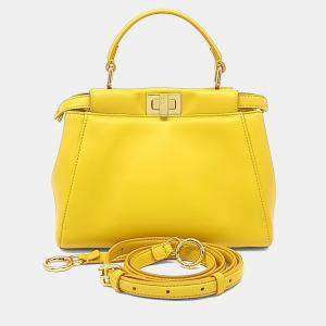 Pre Owned Fendi Yellow Leather Peekaboo Mini