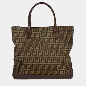 Pre Owned Fendi Brown Canvas Zucca Tote Bag