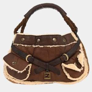 مملوكة مسبقًا حقيبة فندي يد شيرلينغ زوكينو جلد بني