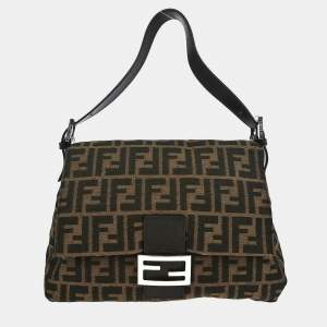 Pre Owned Fendi Brown Canvas Zucca Mamma Baguette Handbag