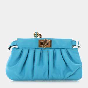 Pre Owned Fendi Peekaboo Click Nappa Leather Clutch Bag