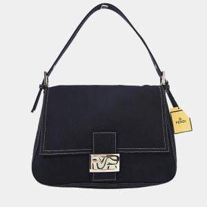 مملوكة مسبقًا Fendi Navy Canvas Mamma Baguette Handbag