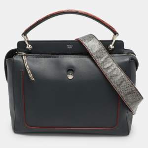 مملوكة مسبقًا Fendi Dotcom Blue Leather and Python Top Handle Bag