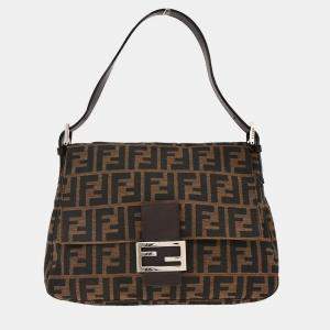 Pre Owned Fendi Brown Canvas Zucca Mamma Baguette Handbag