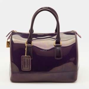 مملوكة مسبقًا Furla Candy Dark Purple Rubber Satchel