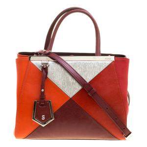 Pre Owned Fendi Multicolor Leather Mini Geometric 2jours Tote