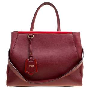 Pre Owned Fendi Red Leather Medium 2jours Tote