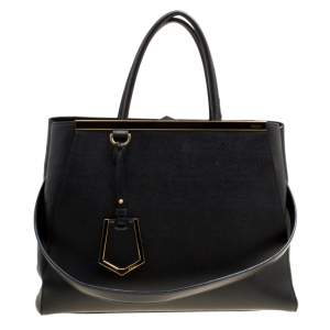 Pre Owned Fendi Black Leather Medium 2jours Tote