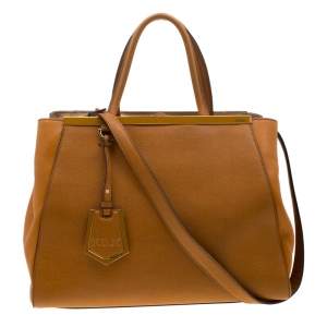 Pre Owned Fendi Caramel Brown Leather Medium 2jours Tote