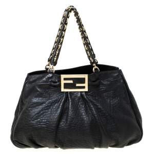 Pre Owned Fendi Black Leather Mia Shoulder Bag