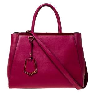 Pre Owned Fendi Burgundy Leather Medium 2Jours Tote