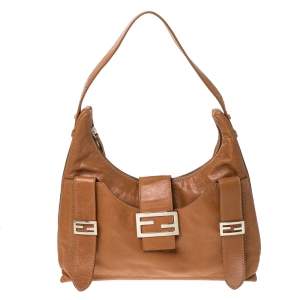 Pre Owned Fendi Tan Leather Mamma Baguette Bag