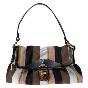 Pre Owned Fendi Multicolor Canvas Limited Edition Pequin Chef Shoulder Bag