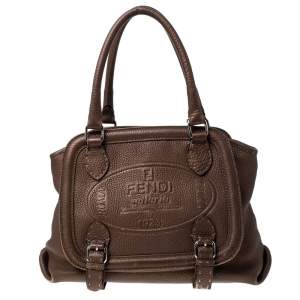 Pre Owned  Fendi Bronze Selleria Leather Romano Equestrian Satchel
