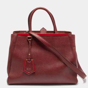 Pre Owned Fendi Burgundy Leather Medium 2jours Tote