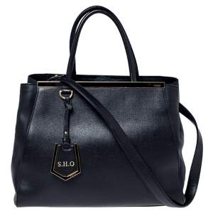 Pre Owned Fendi Black Leather Medium 2Jours Tote