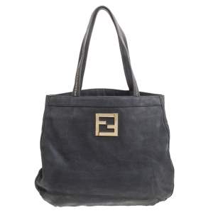 Pre Owned Fendi Grey Nubuck Leather Hobo