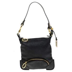 Pre Owned Fendi Black Leather Mini Front Pocket Bag