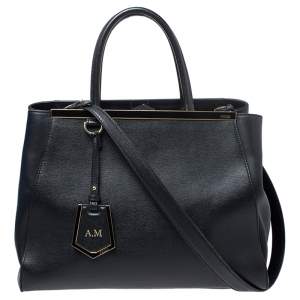 Pre Owned Fendi Black Leather Medium 2Jours Tote
