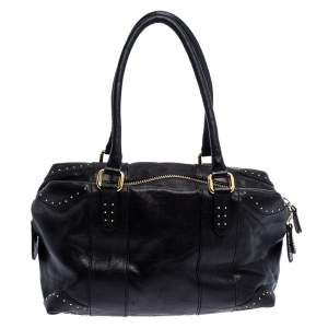 Pre Owned Fendi Black Leather Studded Satchel