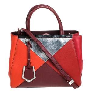 Pre Owned Fendi Multicolor Leather Small Geometric 2jours Tote