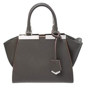Pre Owned Fendi Dark Grey Leather Mini 3Jours Tote