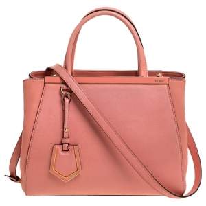 Pre Owned Fendi Peach Leather Mini 2Jours Tote